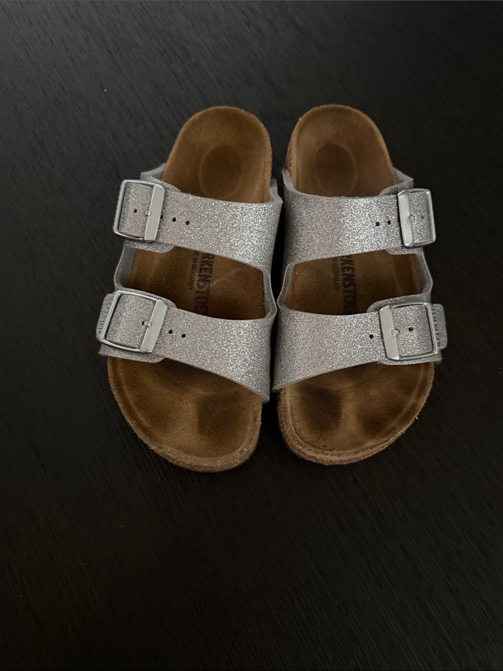 Birkenstock Kids Silver Glitter Double-Strap Sandals size 30